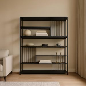 כוננית ברזל ופסים /שחור