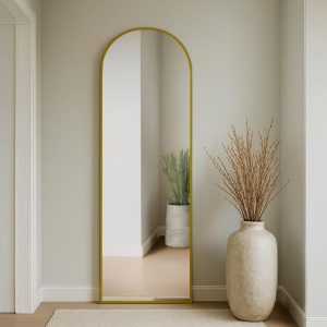 מראה חצי עגולה זהב .