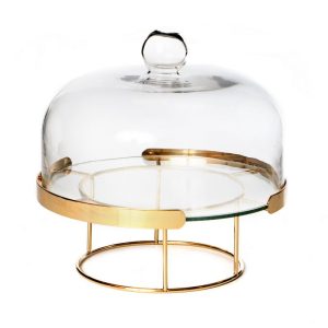 כלי לאחסון עוגות זכוכית בשילוב זהב קלאסי